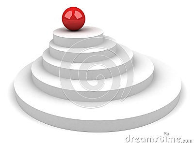 Red top winner sphere on white pedestal Stock Photo