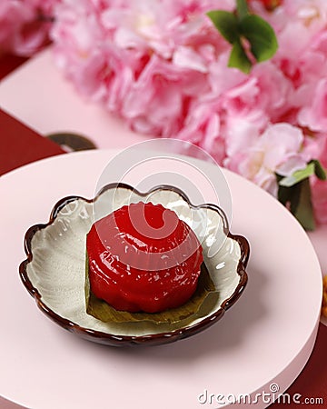 Red Tortoise Cake Ang Ku Kueh or Kue Ku the Famous Chinese Auspicious Pastry for Longevity, Good Fortune Stock Photo