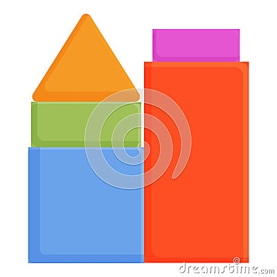 Red tower blocks icon cartoon vector. Wooden game piece Vector Illustration