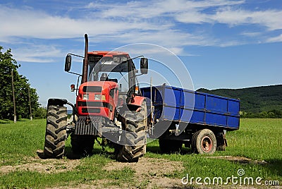 Red tractor Stock Photo