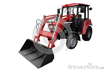 Red tractor loader. Stock Photo