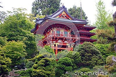 A red traditional Japanese building Stock Photo