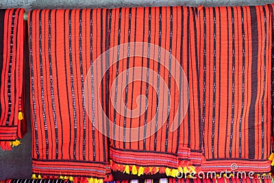 Red traditional weaved pattern of the igorot tribe of the Cordillera, Philippines Stock Photo