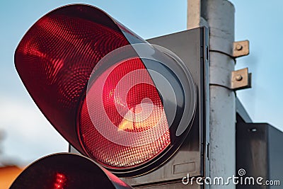 Red traffic light. Road signal transport control Stock Photo