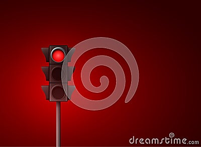 Red traffic light vector background. Signal stoplight road warning lamp Vector Illustration