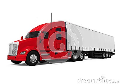 Red Trailer Truck Stock Photo