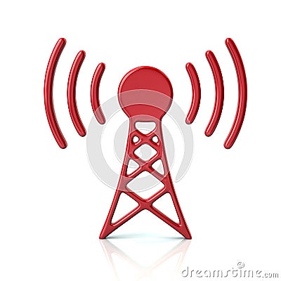 Red transmitter tower icon Cartoon Illustration