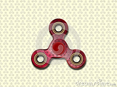 Red transparent spinner in the background of patterns of spinners Vector Illustration