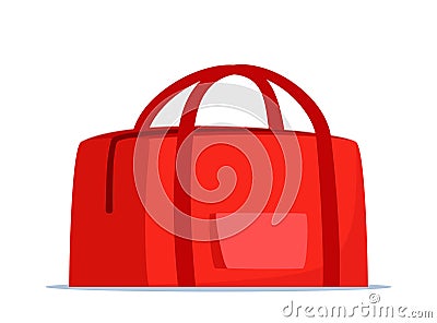 Red travel bag or bag for sportswear. Duffel bag for training and fitness. Vector illustration Vector Illustration