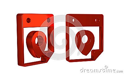 Red Travel planning calendar icon isolated on transparent background. A planned holiday trip. Stock Photo