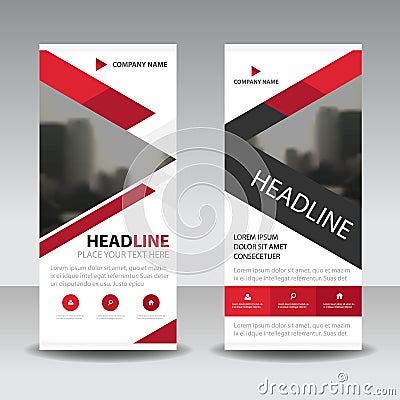 Red triangle Business Roll Up Banner flat design template ,Abstract Geometric banner template Vector illustration set, Vector Illustration