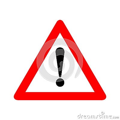 Red triangle caution warning alert sign vector illustration, isolated on white background. Be careful, do not, stop Vector Illustration