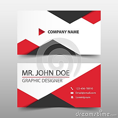 Red triangle corporate business card, name card template ,horizontal simple clean layout design template , Vector Illustration