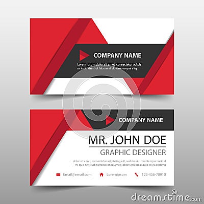Red triangle corporate business card, name card template ,horizontal simple clean layout design template , Vector Illustration