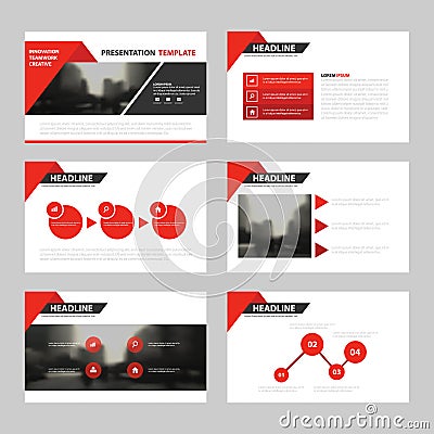 Red triangle presentation templates, Infographic elements template flat design set for annual report brochure flyer leaflet Vector Illustration