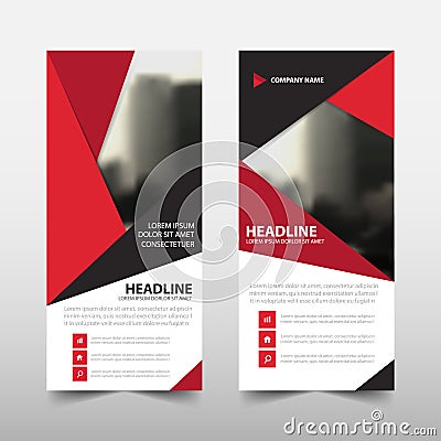 Red triangle roll up business brochure flyer banner design , cover presentation abstract geometric background, modern publication Vector Illustration