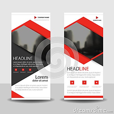 Red triangle roll up business brochure flyer banner design , cover presentation abstract geometric background, modern publication Vector Illustration