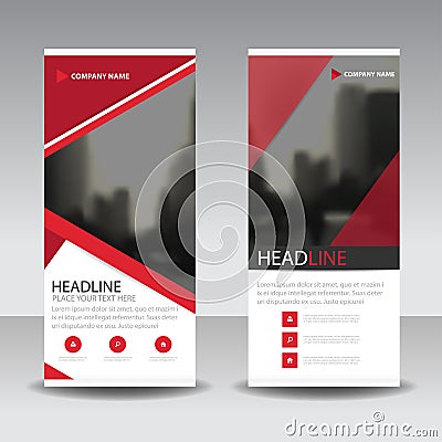 Red triangle roll up business brochure flyer banner design , cover presentation abstract geometric background, modern publication Vector Illustration