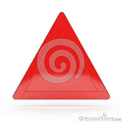 Red triangular object, likely a three-dimensional geometric model, displayed against a Stock Photo