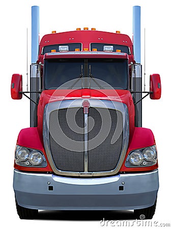 Red truck Kenworth t660 front view. Stock Photo