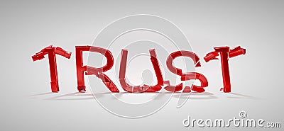 Red Trust word destruction Stock Photo