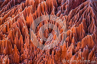 Red Tsingy. Typical landscape. Madagascar. Cartoon Illustration