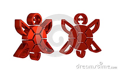 Red Turtle icon isolated on transparent background. Stock Photo