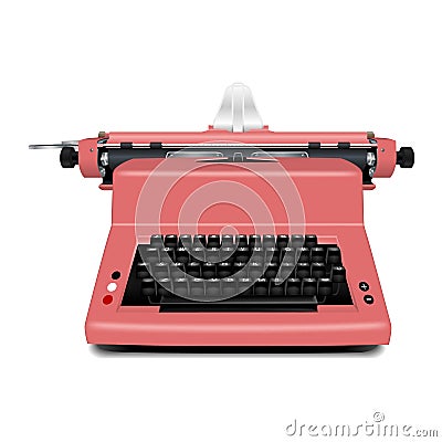 Red typewriter icon, realistic style Vector Illustration