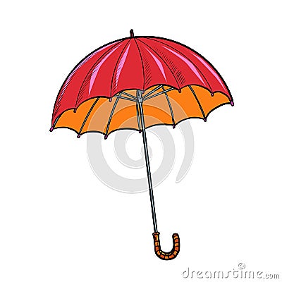 Red umbrella. autumn accessory Vector Illustration