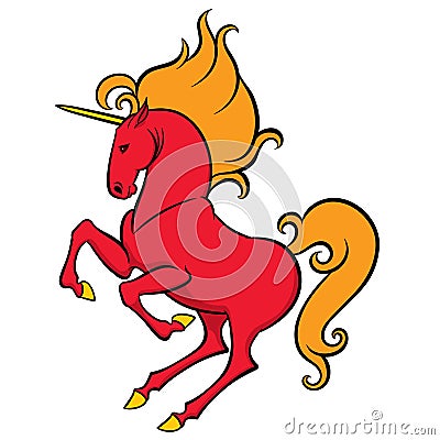 Red Unicorn With A Fiery Mane Stock Vector - Image: 65303497