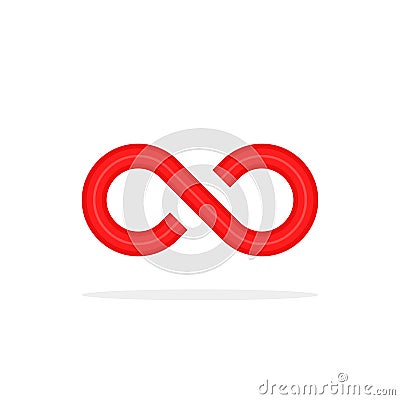 Red unlimited icon like infinity logo Vector Illustration