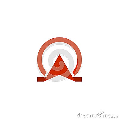 Red omega symbol, for a building business with omega name initial. Vector Illustration