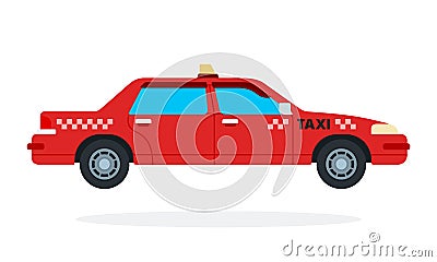 Red urban taxi vector flat isolated Vector Illustration