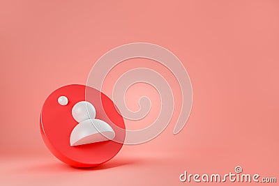 Red user profile icon, access denied. Copy space Stock Photo