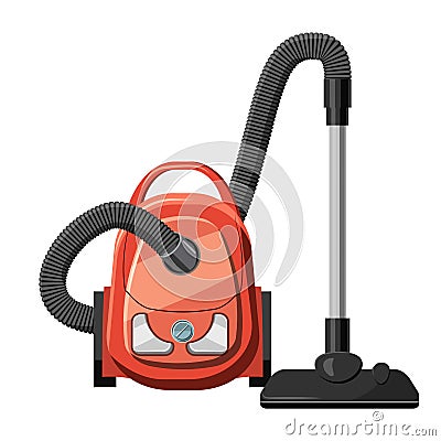 Red vacuum cleaner icon, cartoon style Vector Illustration
