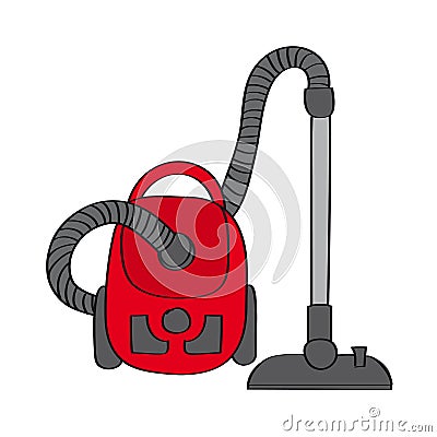Red vacuum cleaner - original hand drawn illustration Vector Illustration