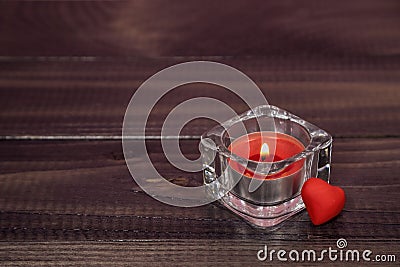 red valentine and a candle Stock Photo