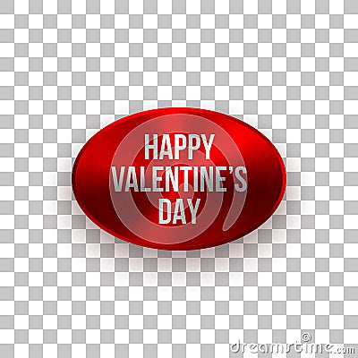 Red Valentines Badge with Greeting Text Vector Illustration