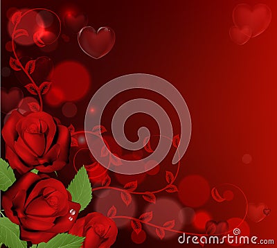 Red valentines day roses background Vector Illustration