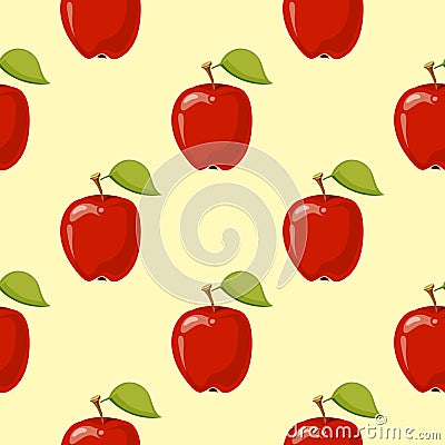 Red vector apples seamless background Vector Illustration