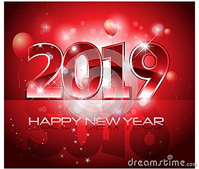 Red vector 2019 Happy New Year background Vector Illustration