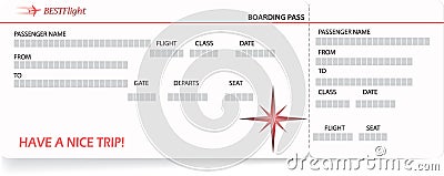 Red vector pattern of a boarding pass ticket Vector Illustration