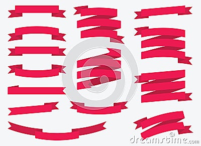 Red vector ribbons set - Illustration Vector Illustration
