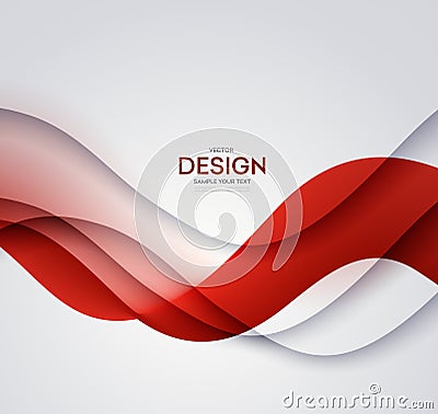 Red vector Template Abstract background with curves lines and shadow. For flyer, brochure, booklet design Vector Illustration
