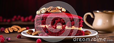 A red velvet cake with a blur background Stock Photo