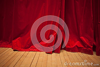 Red velvet curtain Stock Photo