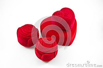 Red Velvet Silk rose Box for Engagement Stock Photo