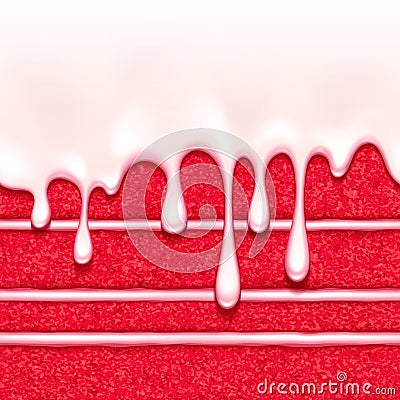 Red velvet sponge cake background. Colorful seamless texture. Vector Illustration