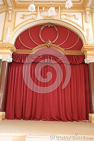 Red velvet theatre curtain Stock Photo