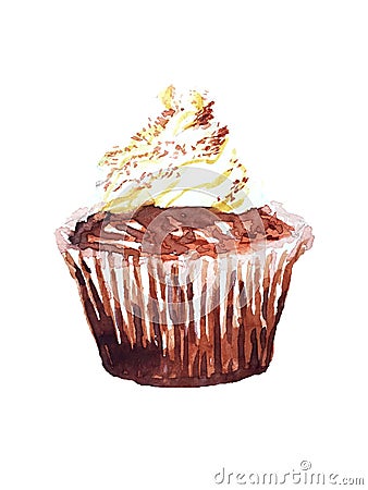 Red velvet watercolor illustration cupcake sweet food Cartoon Illustration